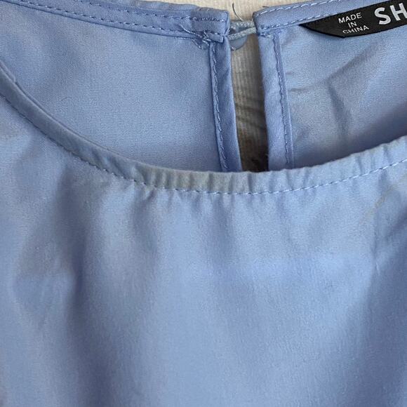 Shein Blue Ruffle Short Sleeve Blouse Size Medium - Picture 3 of 9